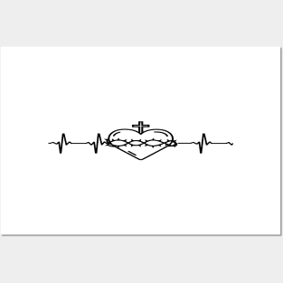 Sacred Heart Christian Jesus Heartbeat Graphic Posters and Art